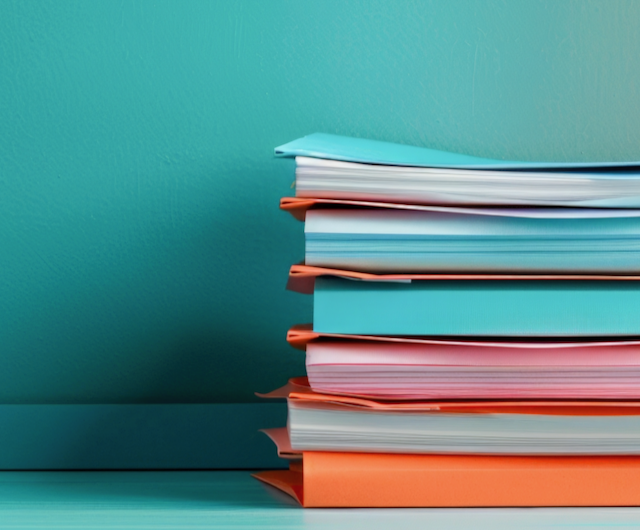 colorful stack of unused papers