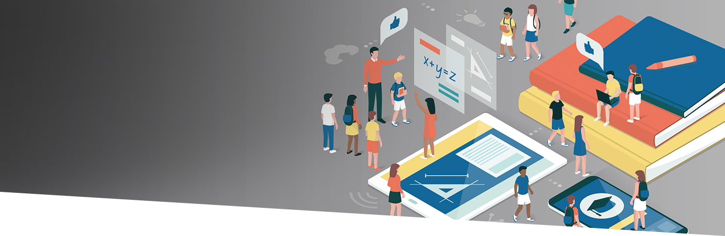 Illustration of students and teachers