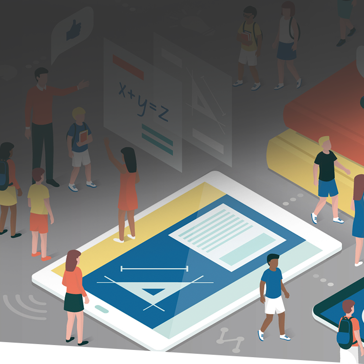 Illustration of students and teachers