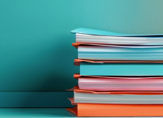 colorful stack of unused papers