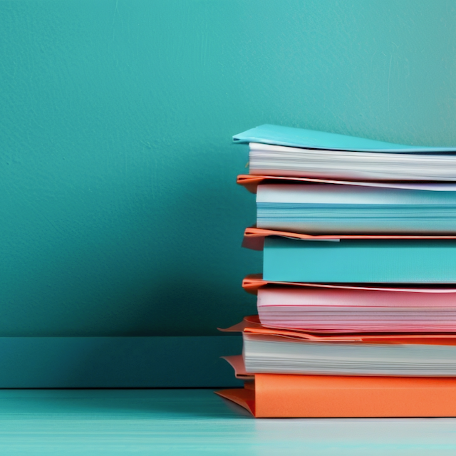 colorful stack of unused papers