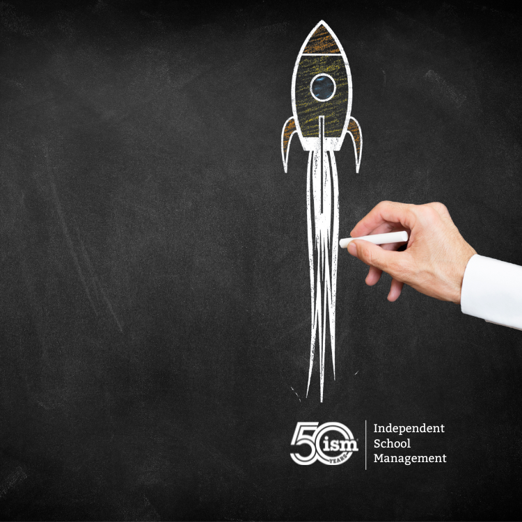ISM Blog Hero Image - Chalkboard with spaceship written in chalk, and ISM 50 Logo