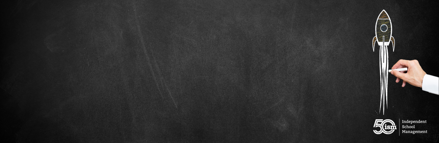 Chalkboard with Rocketship, ISM logo