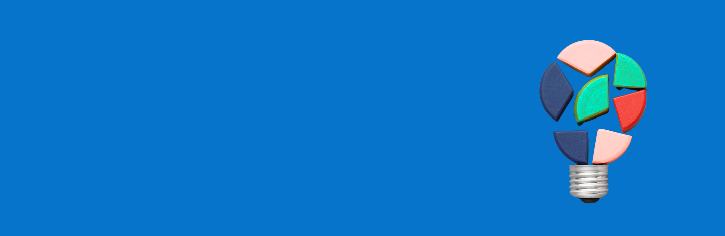 blue background, 3D lightbulb puzzle