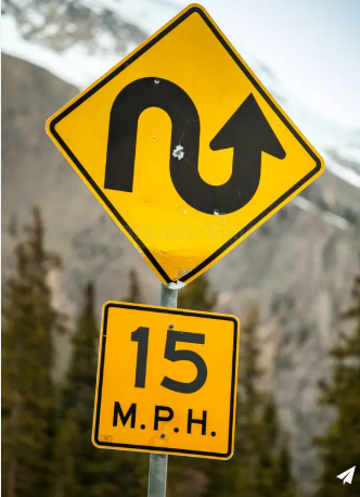 mountain road sign