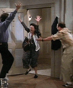 Seinfeld Gif - excited characters hugging